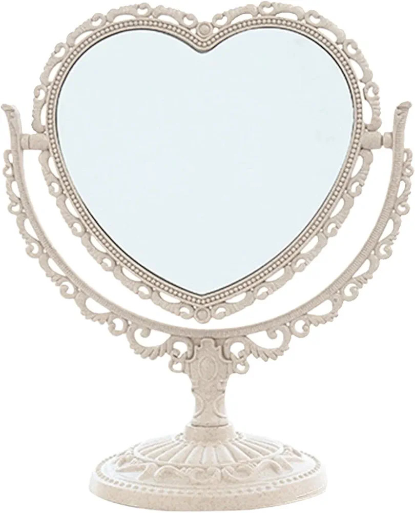 D&XQAUO Heart Shaped Mirror - Coquette Room Decor for Desk, Vanity & Bathroom - Cute Table Mirror... | Amazon (US)