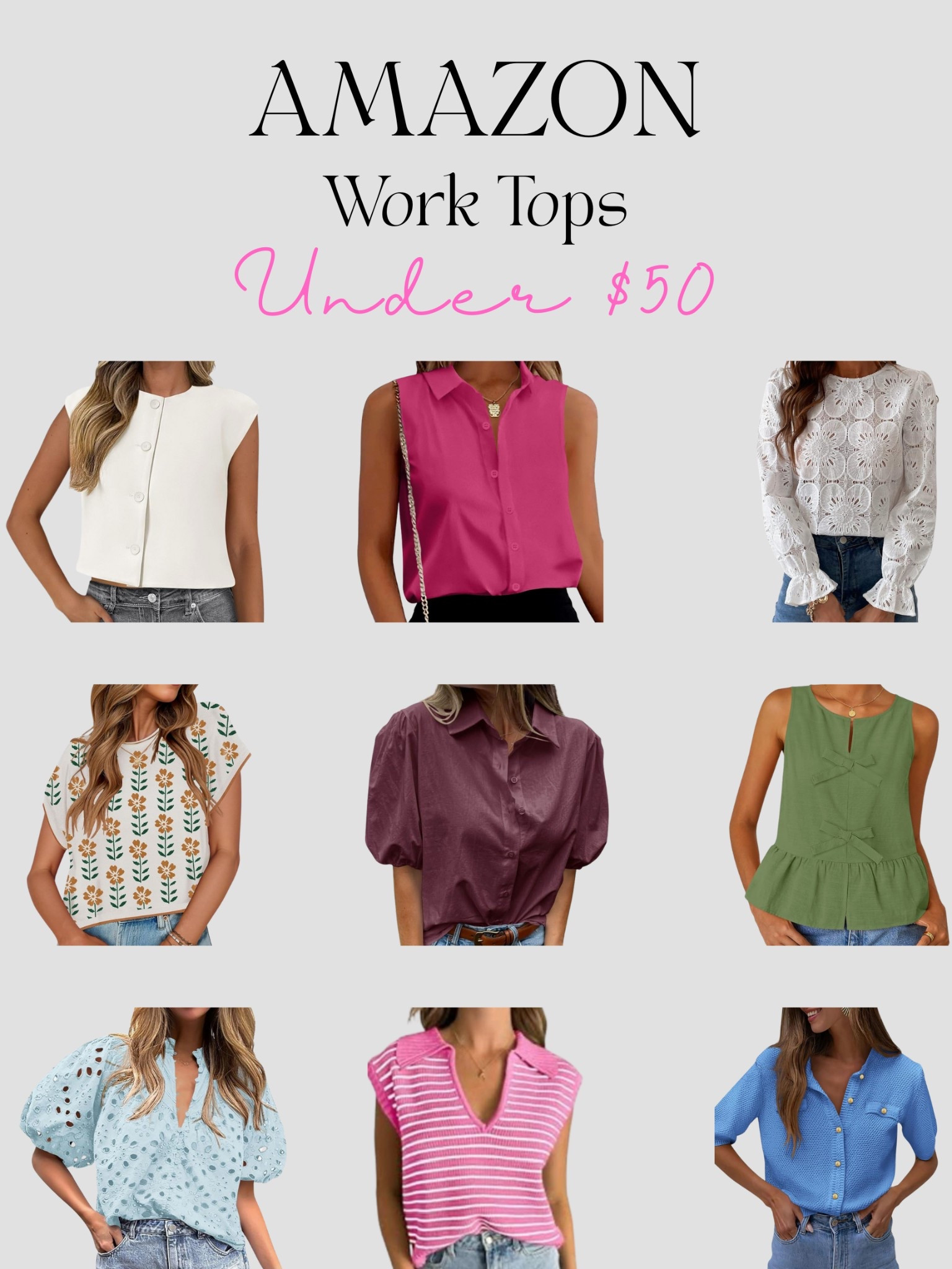 The Amazon tops everyone is asking about 👀✨

I’ve been living in these easy, under-$50 workwear picks lately—cute enough for brunch, polished enough for meetings. You’ll want to grab a few before they sell out 💻💗

Everything’s linked on my LTK!

#AmazonFashionFinds #WorkwearInspo #OOTD #LTKStyle #ClosetRefresh #OfficeChic #TrendingNow #InfluencerStyle

#LTKStyleTip #LTKFindsUnder50 #LTKWorkwear