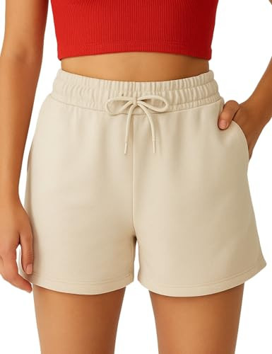 ROSS CAMP Womens Shorts - SweatShorts Workout Cotton Shorts for Woman Fashion Athletic Casual Summer Lounge Sweat Women(Sand, XXL) | Amazon (US)