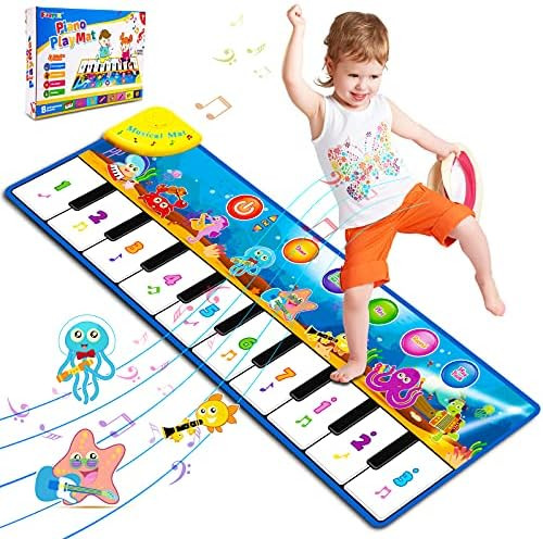 Foayex Baby Piano Mat, Musical Toys for Toddlers 1-3, Floor Piano Keyboard Mat with 8 Instrument Sou | Amazon (US)
