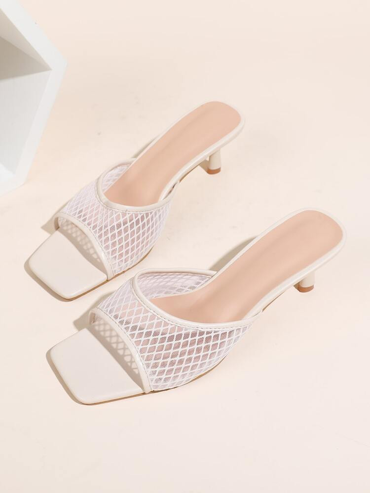 Minimalist Mesh Stiletto Heeled Mule Sandals | SHEIN
