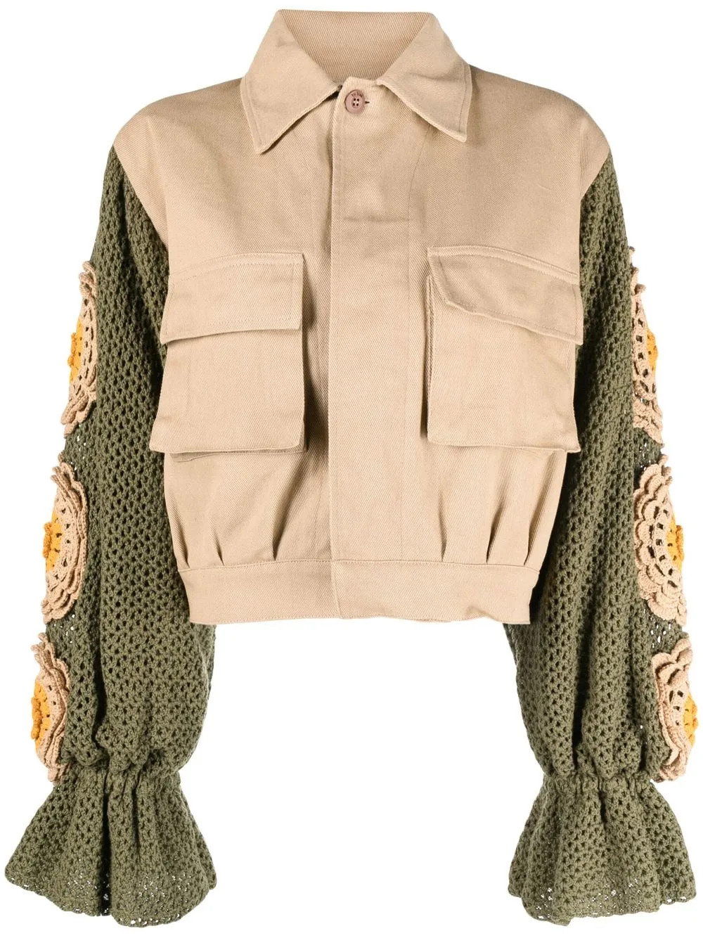 TU LIZE' knit-sleeve Cropped Jacket - Farfetch | Farfetch Global