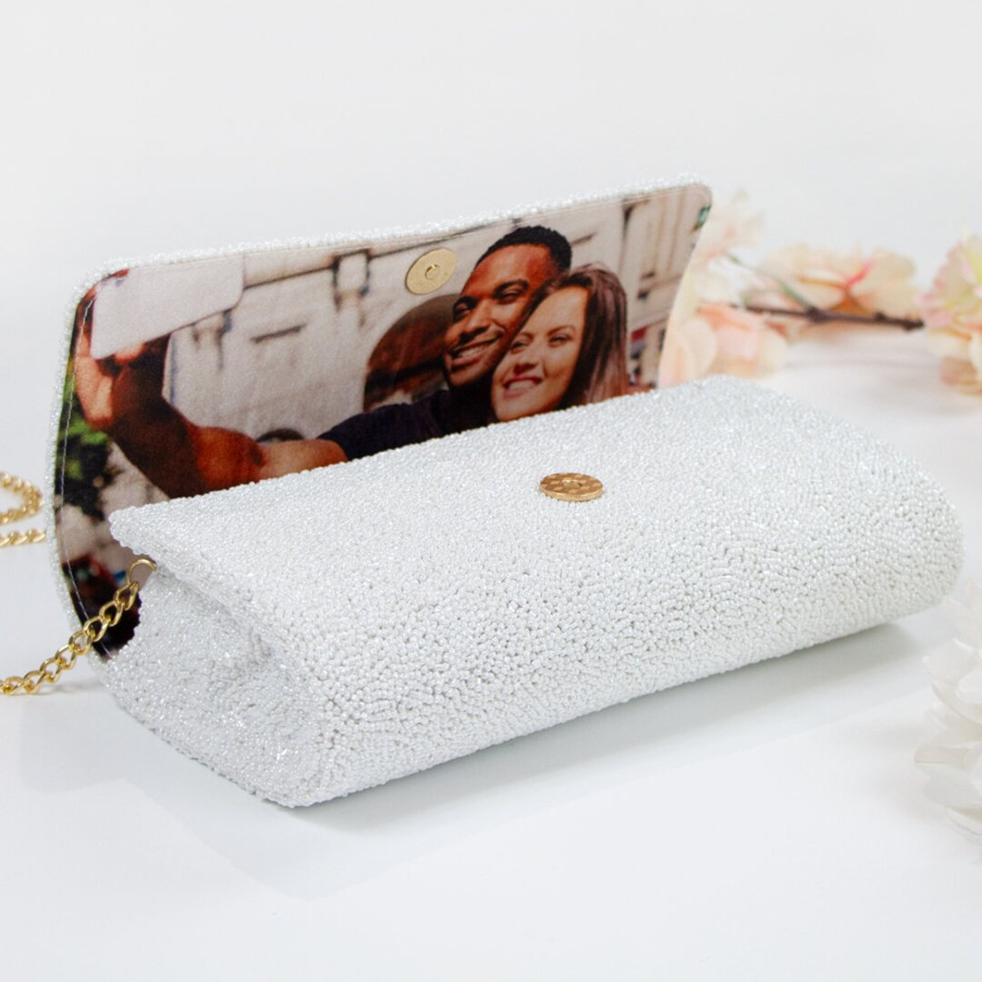 Custom Photo Beaded Clutch Bag, Personalized Photo Bachelorette Party Clutch Purses, Wedding Cutc... | Etsy (US)