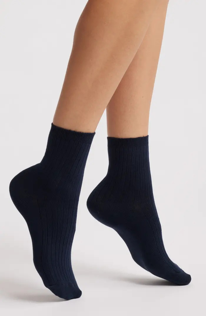 Rib Cotton Blend Crew Socks | Nordstrom