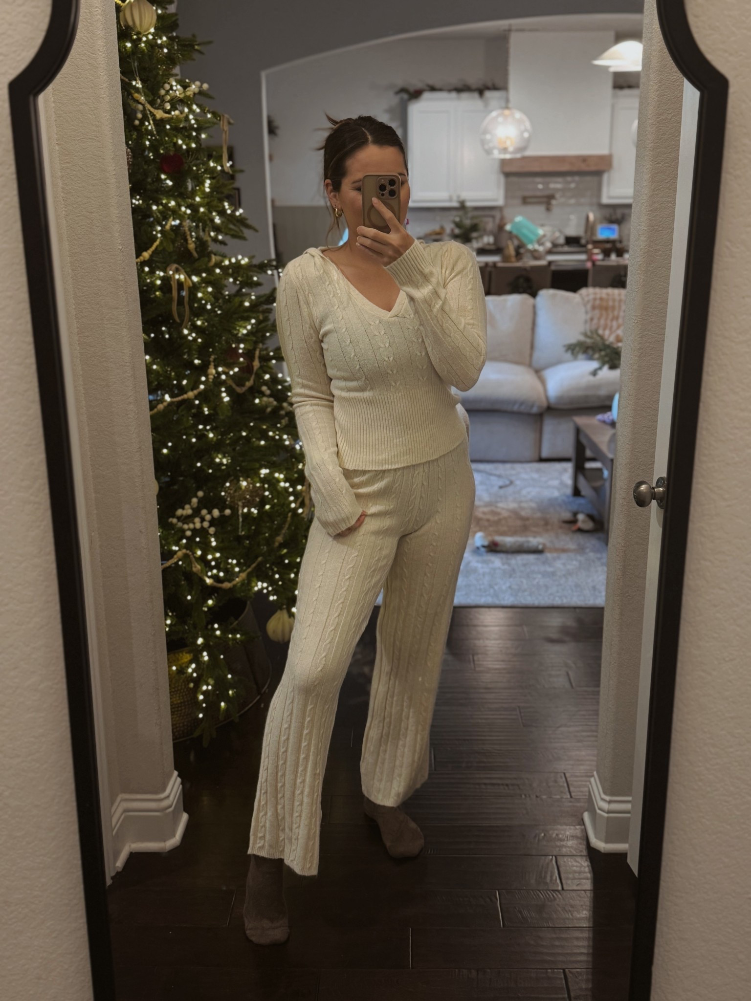 Walmart sweater knit lounge set. The white is kind of see through but also comes in gray 

#LTKGiftGuide #LTKFindsUnder50