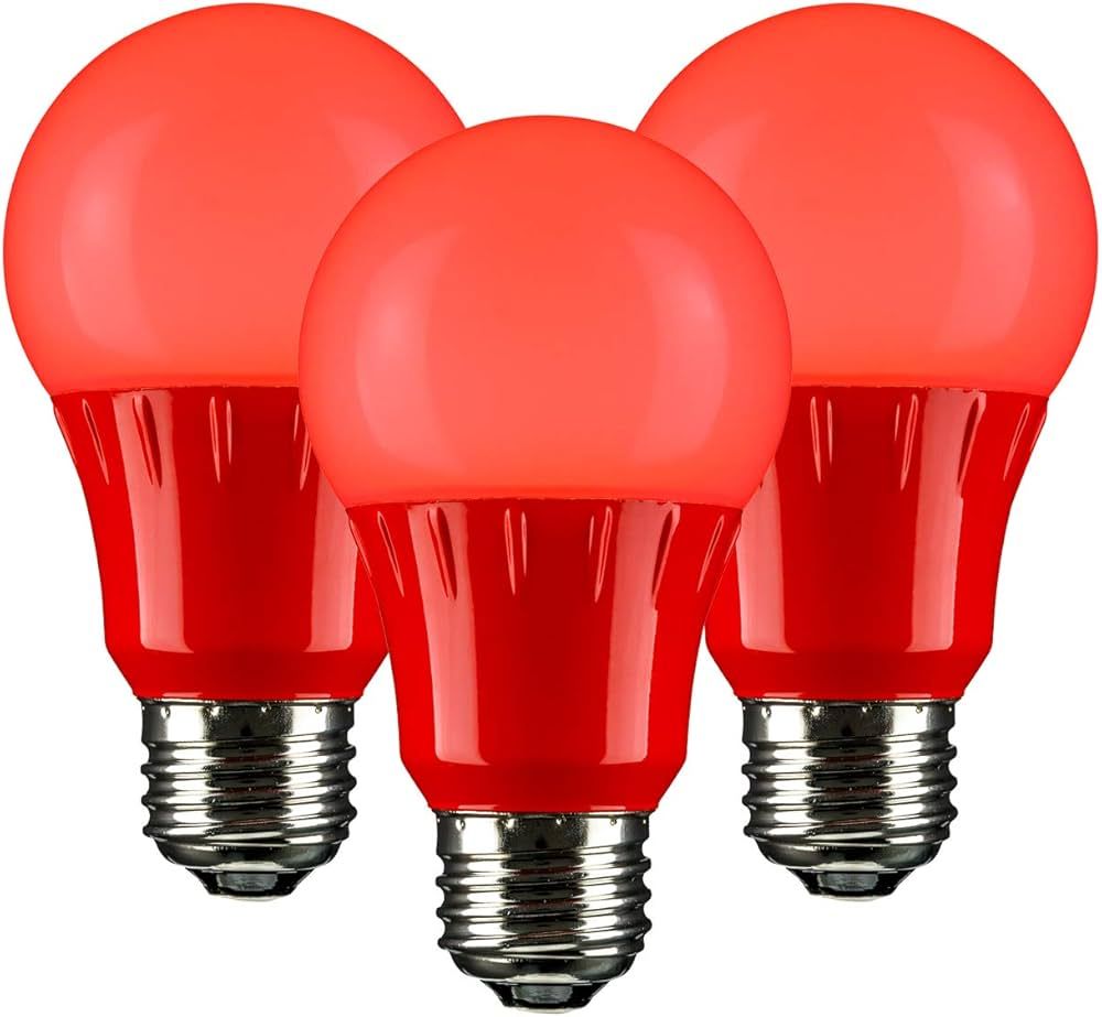 Sunlite 40454 LED A19 Colored Light Bulb, 3 Watts (25w Equivalent), E26 Medium Base, Non-Dimmable... | Amazon (US)