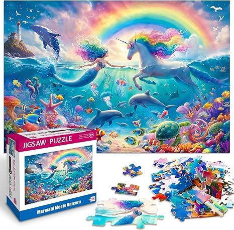 100 Piece Puzzles for Kids Ages 6-8 8-10 Mermaid Unicorn Puzzle for Girls 4-6 Years Old 100 Piece... | Amazon (US)