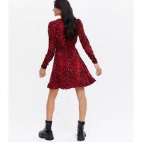 Red Leopard Print Shirred Mini Wrap Dress New Look | New Look (UK)
