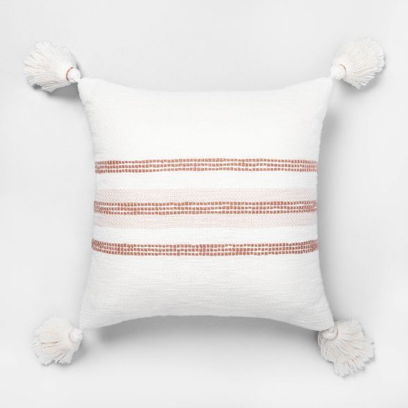 18" x 18" Center Slub Stripe Throw Pillow - Hearth & Hand™ with Magnolia | Target