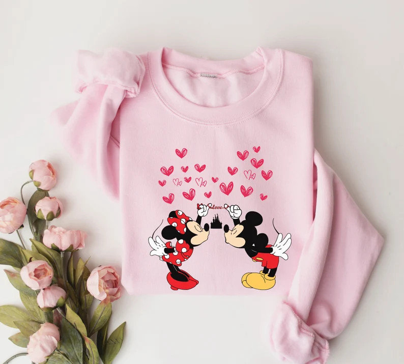 Disney Mickey Minnie Love Valentine Sweatshirt, Mickey and Minnie Valentines Shirt, Kiss Love Val... | Etsy (US)