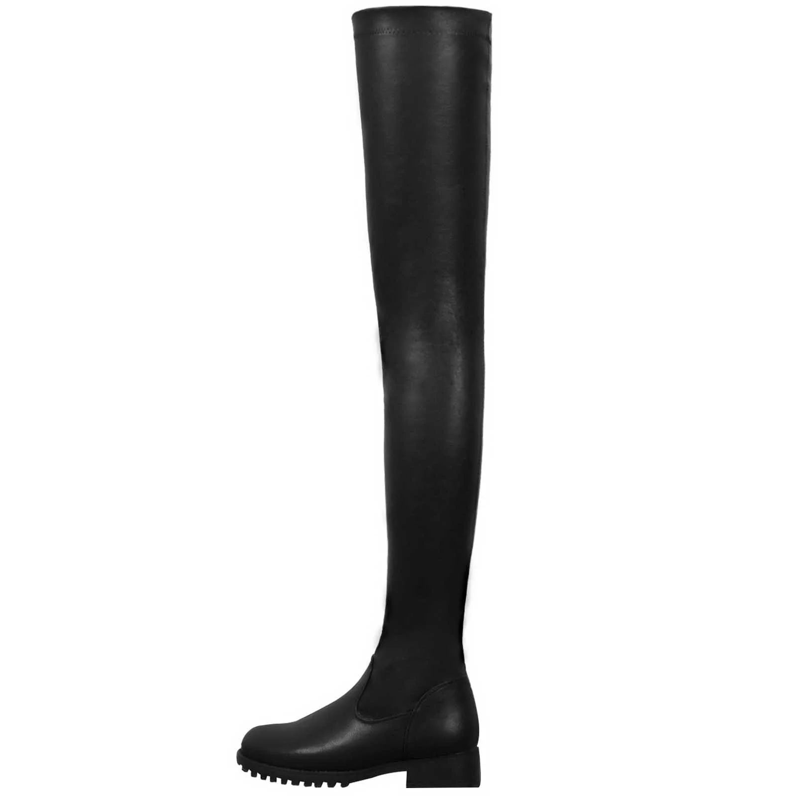Tuscom thigh high boots,black leather boots,Women Autumn Long Tube Low Heeled Shoes Boots Knight ... | Walmart (US)