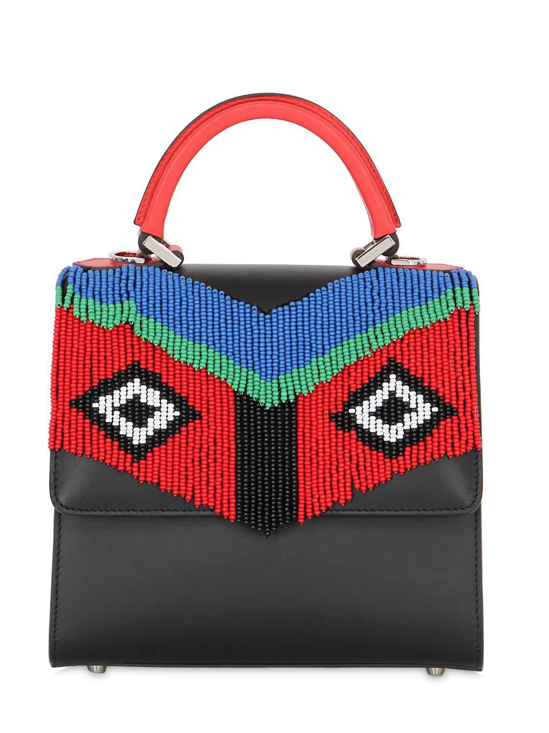 MINI ALEX FRINGED LEATHER TOP HANDLE BAG | Luisaviaroma