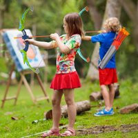 VEVOR Bow and Arrow Set for Kids, 2 Pack LED Light Up Archery Set with 20 Suction Cup Arrows, Standing Target, 2 Quivers, 2 Guns, 20 Soft Bullets, 3 Target Cans, Outdoor Toy for Boy & Girl 6+ Year Old | Vevor US