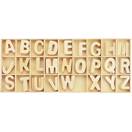 2 in Wooden Letters with Storage Tray for Crafts, Wood Alphabet ABCs for Learning, Wall Decor (4 of  | Amazon (US)