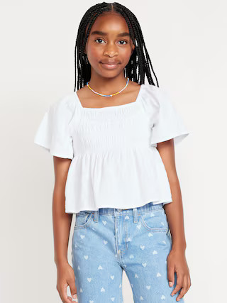 Flutter-Sleeve Smocked Top for Girls | Old Navy (US)