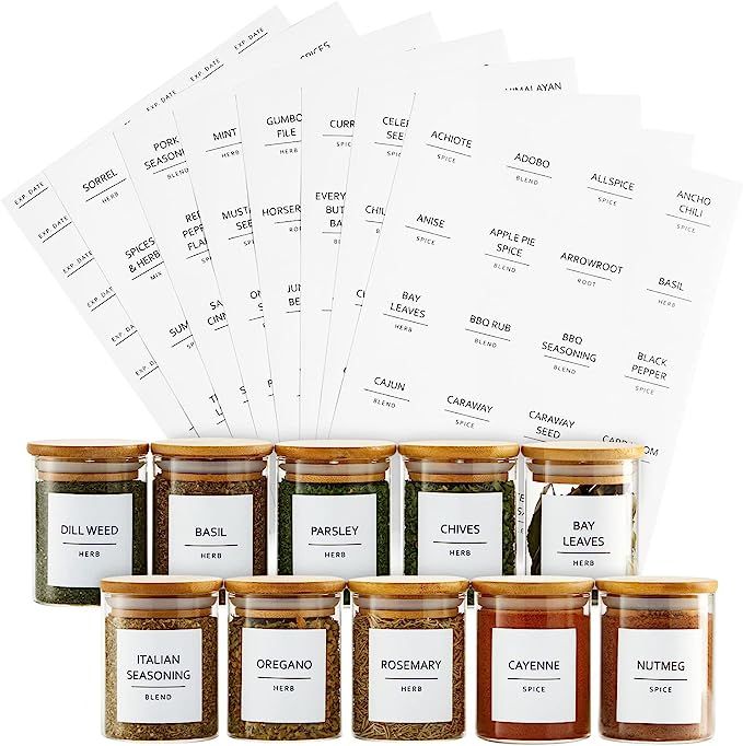 Talented Kitchen 184 Spice Jar Labels Preprinted, Minimalist Black Text on White Square Seasoning... | Amazon (US)