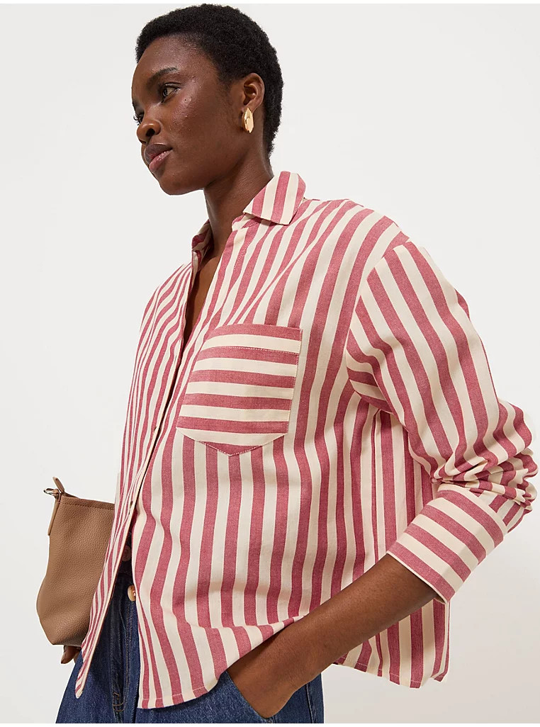 Red Striped Long Sleeve Linen Shirt | George at ASDA