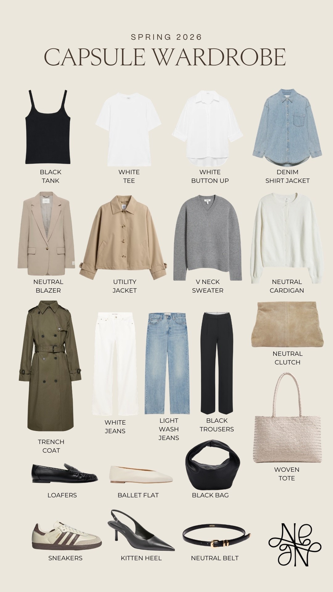 Spring Capsule Wardrobe 2026 🤍

Closet essentials
Closet staples
Casual outfit 
Workwear
Spring outfit 
Spring fashion
Spring jacket 

#LTKspring #LTKSeasonal
