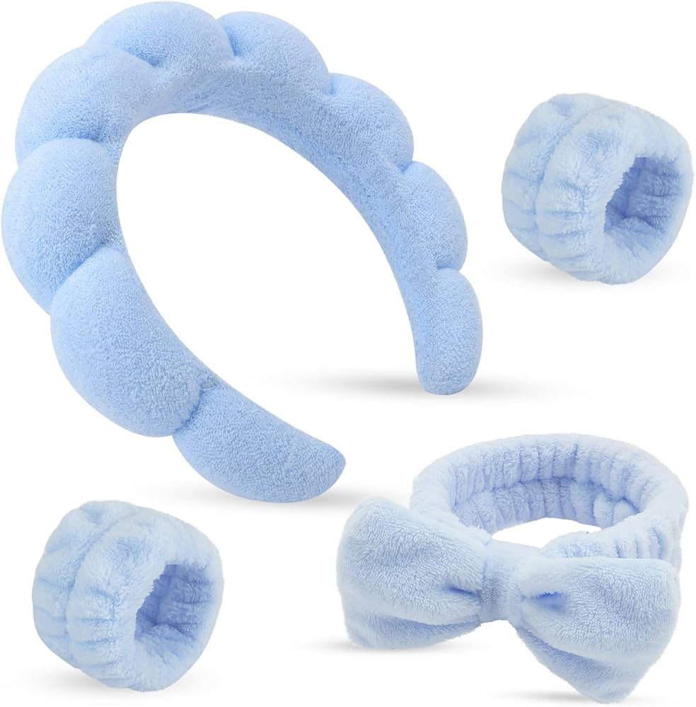Sponge Spa Headbands for Women & Wristband Set,Puffy Makeup Headband Set for Washing Face,Soft To... | Amazon (US)