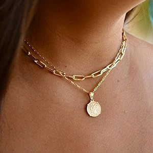 Turandoss Dainty Gold Choker Necklaces for Women - 14K Gold Plated Handmade Medallion Snake Link ... | Amazon (US)