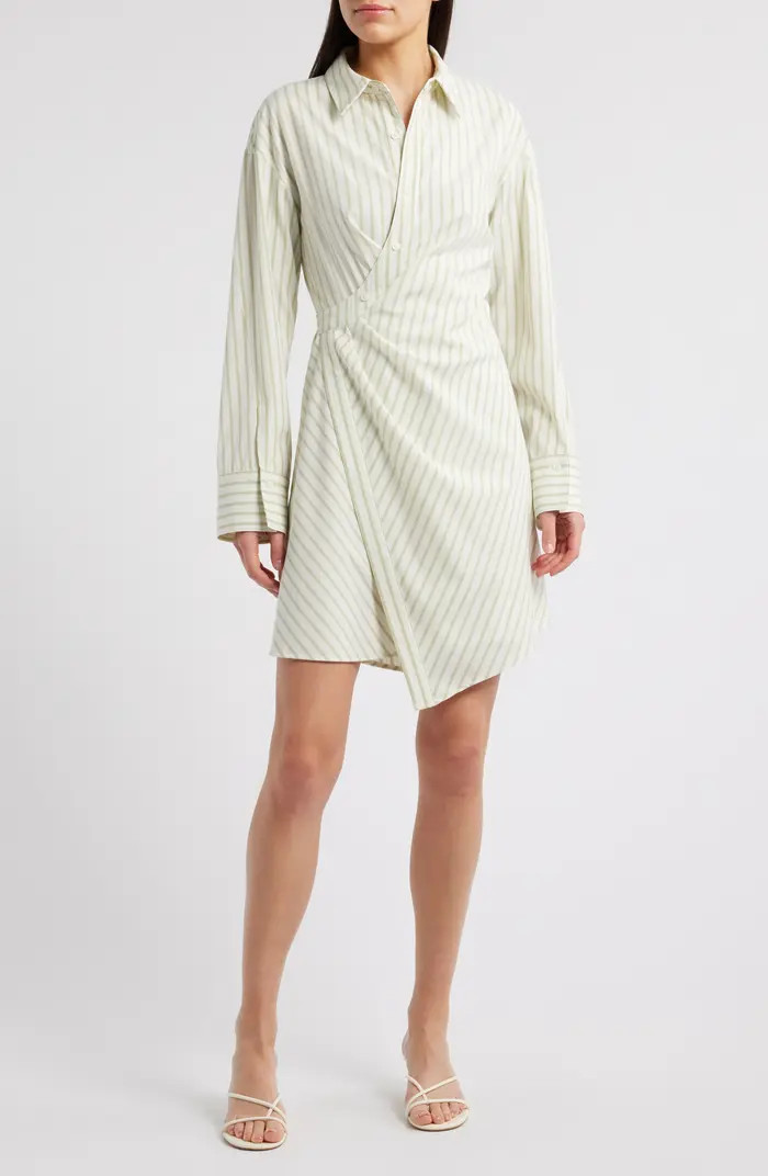 ZOE AND CLAIRE Stripe Side Knot Long Sleeve Shirtdress | Nordstrom | Nordstrom