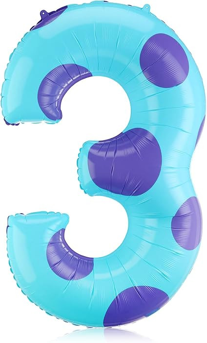 Monster Number 3 Balloons 40 Inch Monster Theme Birthday Party Decorations Large Foil Balloons fo... | Amazon (US)