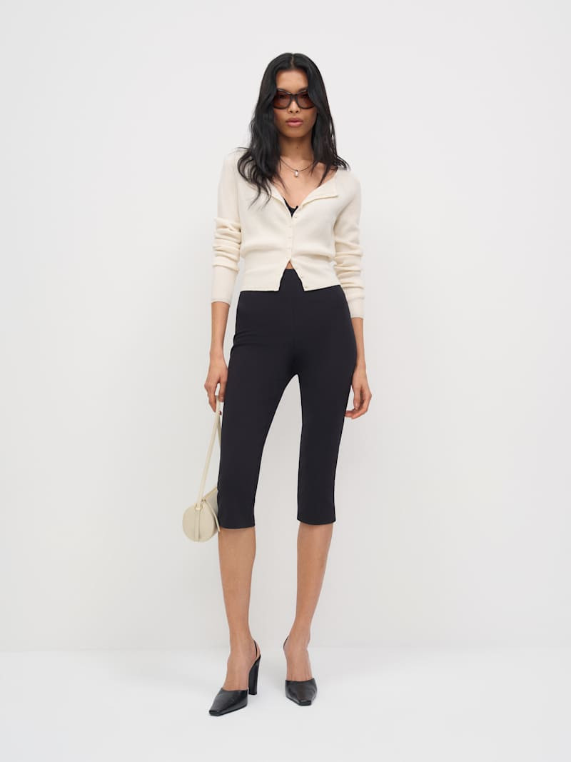 Reformation Jill Cropped Knit Pant Grey Check Medium | Reformation (Global)