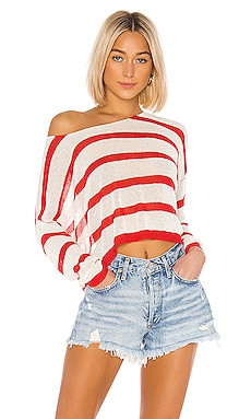 superdown Adriana Knit Sweater in White & Red from Revolve.com | Revolve Clothing (Global)