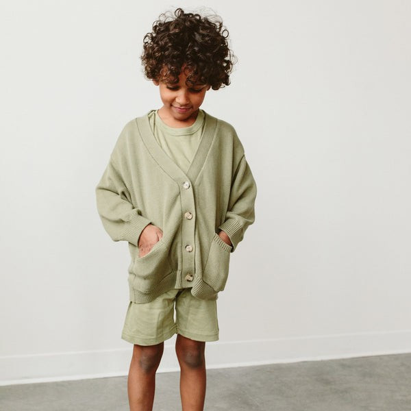 KNIT BUTTON-UP SWEATER | ARTICHOKE | goumi