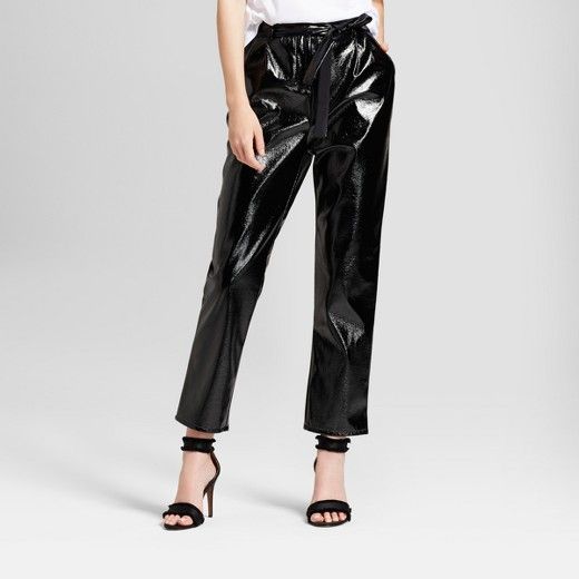 Women's Tapered Leg Patent Paperbag Trouser - Who What Wear™ Black | Target