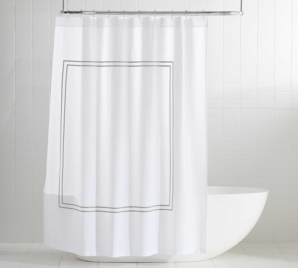 Pearl Embroidered Organic Shower Curtain | Pottery Barn (US)