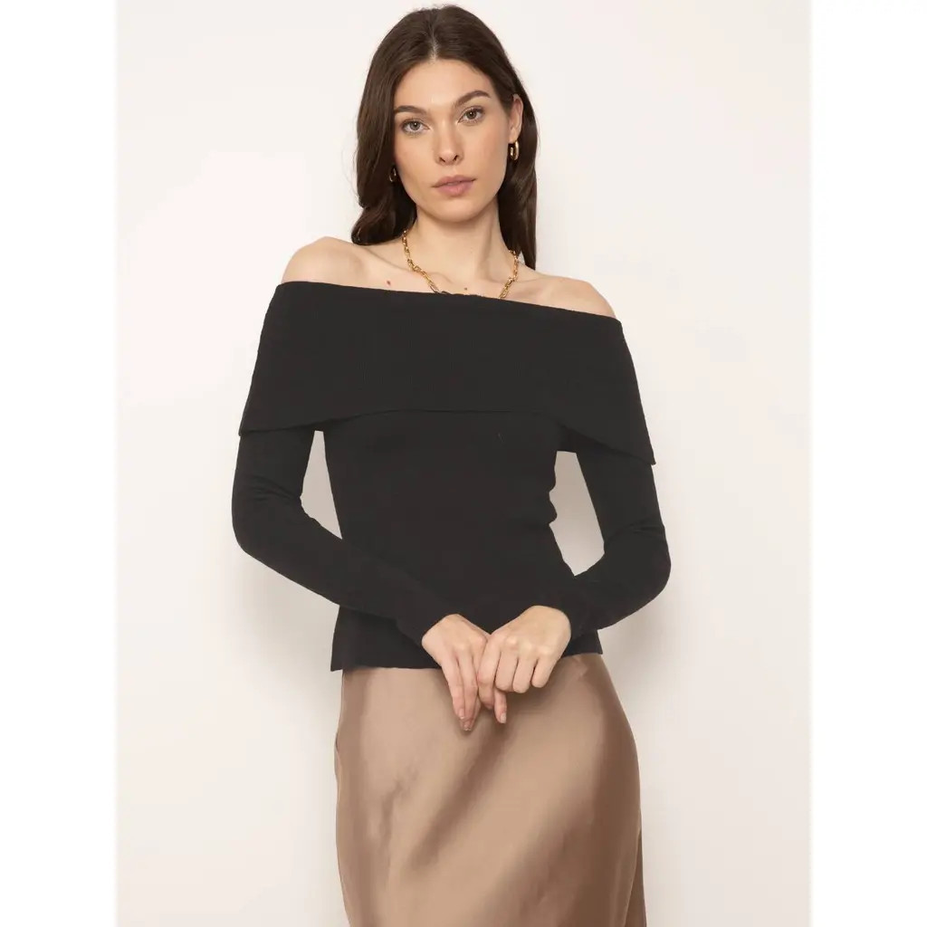 Central Park West Nova Off the Shoulder Top in Black at Nordstrom, Size Small L | Nordstrom