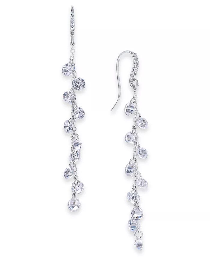 Cubic Zirconia Shaky Linear Drop Earrings, Created for Macy's | Macy's