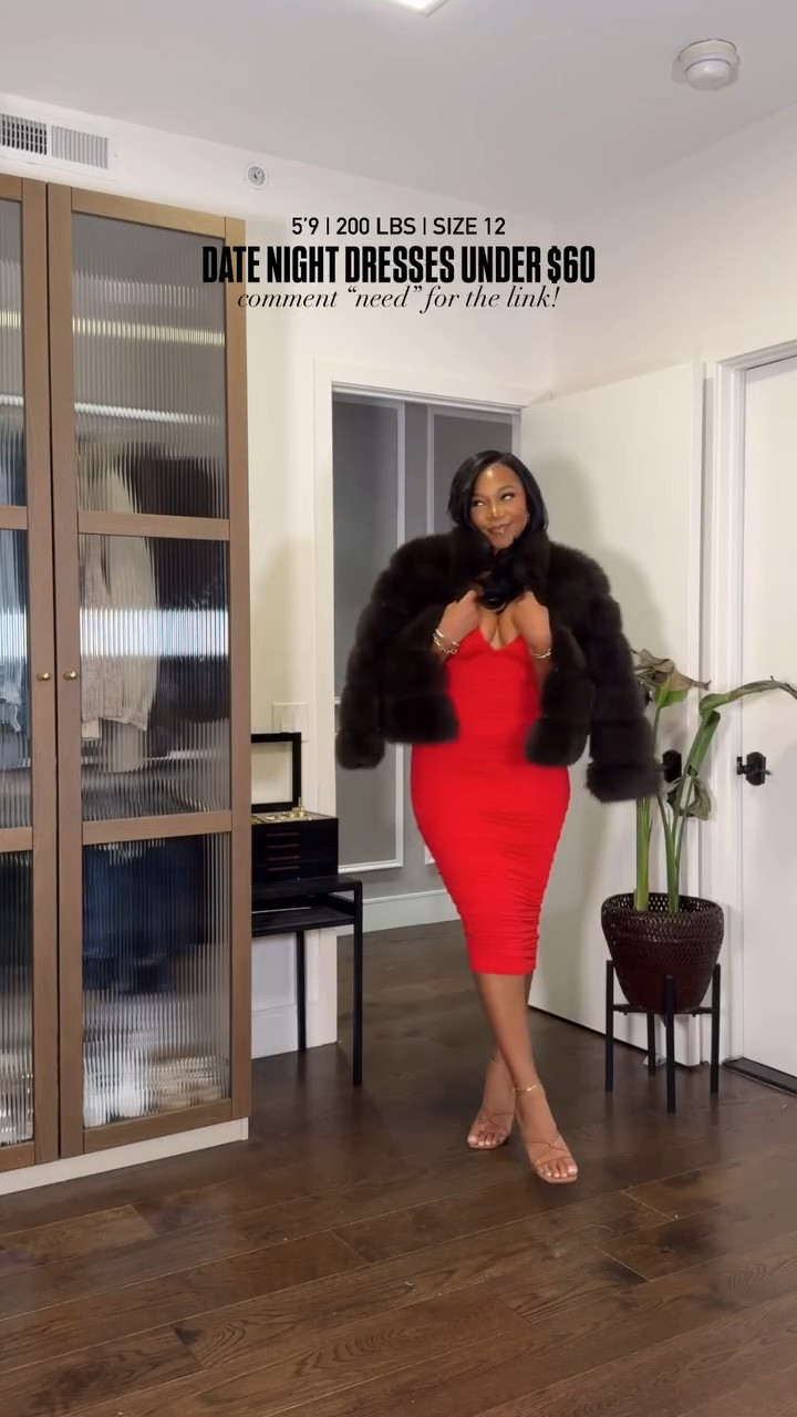 I am 5'9 200 lbs wearing a large dress in all except the long sleeve deep red dress, wearing a medium! Shapewear I wear m/l and in the coat I wear XL! Perfect for date night, Valentine’s Day, girls night out, dinner or drinks!

#LTKfindsunder50 #LTKmidsize #LTKstyletip