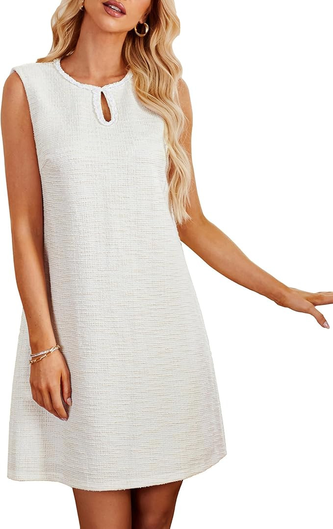GRACE KARIN Womens Tweed Dress Elegant Sleeveless Tank Dress A Line Keyhole Cocktail Mini Dresses | Amazon (US)