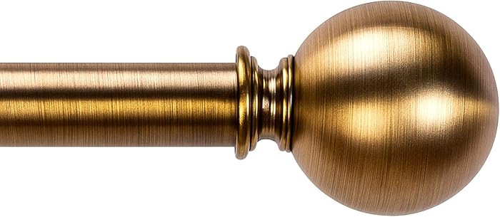 Brass Curtain Rods for Windows 18 to 120 inches, 1 Inch Modern Metal Drapery Rods, Adjustable Hea... | Amazon (US)