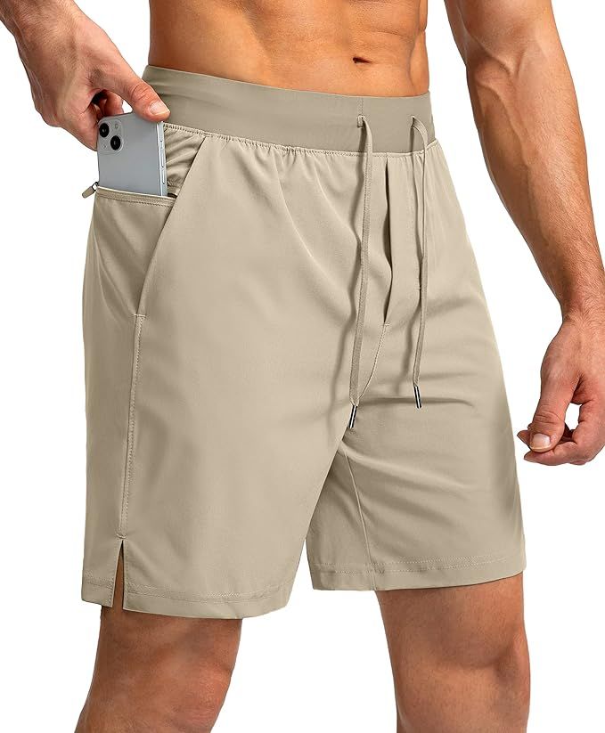 Men's Running Shorts with Zipper Pockets 7 Inch Lightweight Quick Dry Gym Workout Athletic Shorts... | Amazon (US)