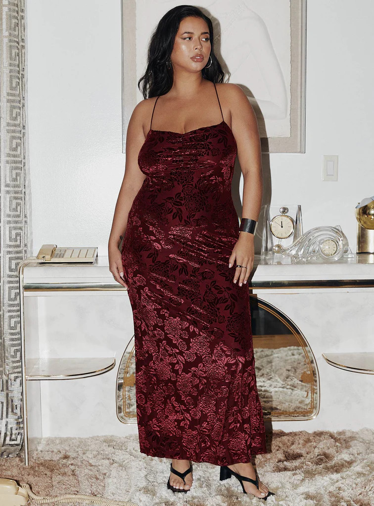 Zotta Maxi Dress Burgundy Curve | Princess Polly US