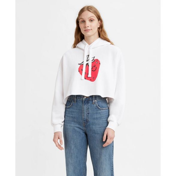 Levi's® Women's Graphic Hoodie Cropped Sweatshirt - Strawberry White | Target