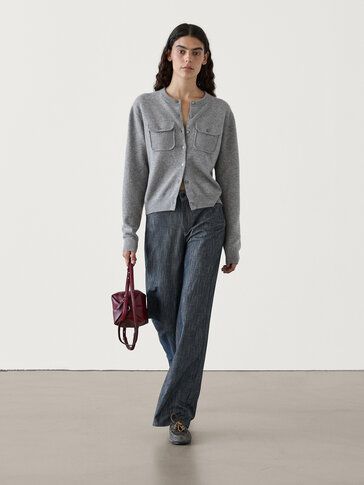 Wool blend knit cardigan with pockets | Massimo Dutti (US)