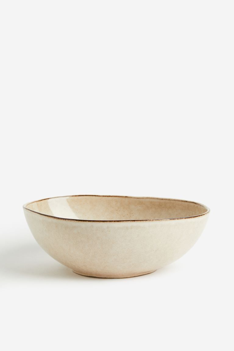 Large Stoneware Serving Bowl - Beige - Home All | H&M US | H&M (US + CA)