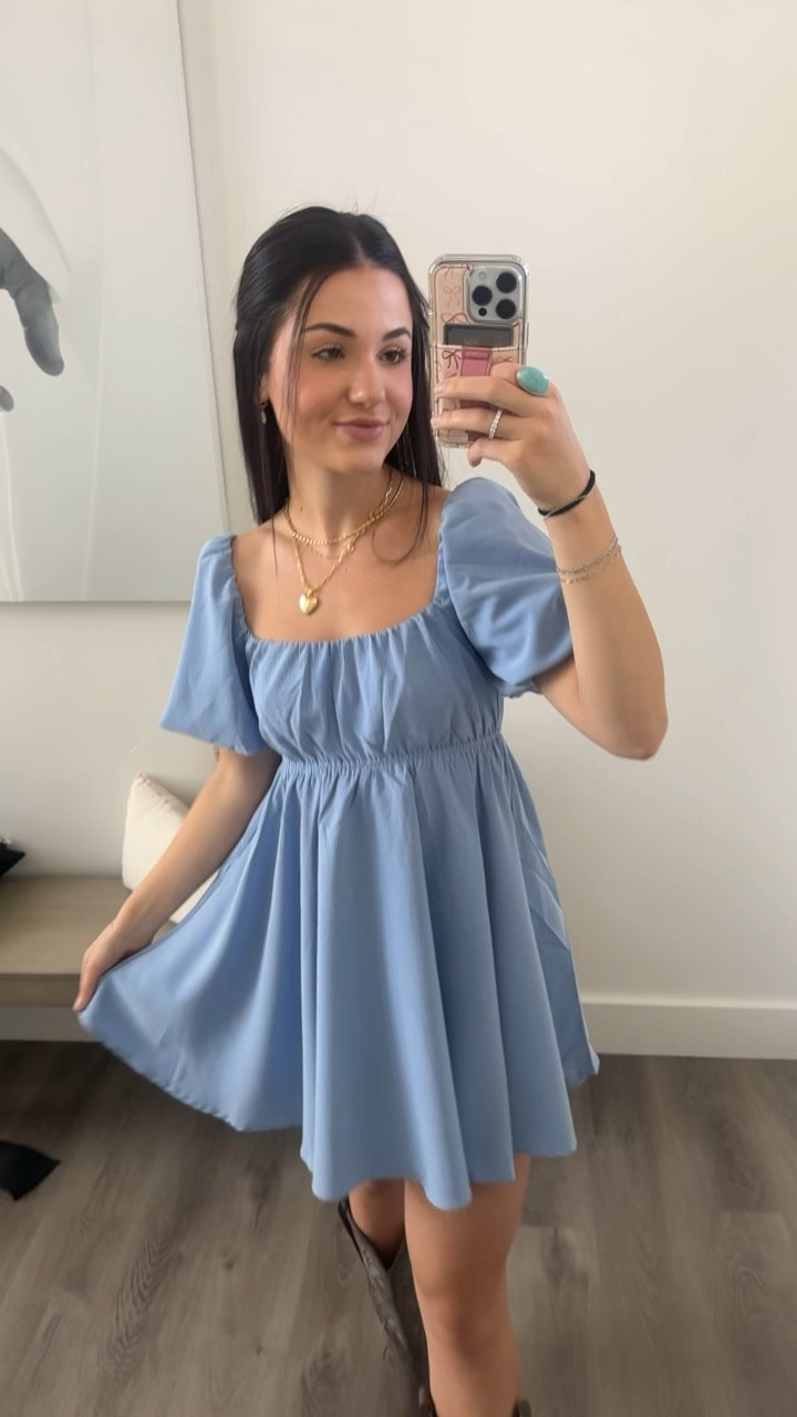 the prettiest blue dress 😍 and the tie back is to die for! obsessed with the color of these boots too! 

wearing a size small in dress, i’m 5’7 & weigh 135

#LTKxVICI #LTKStyleTip #LTKFindsUnder50