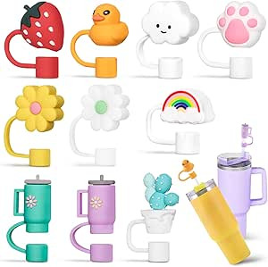 10pcs Straw Cover Cap for Stanley Cup 30&40 Oz, Tumbler Shape Straw Lids Silicone Straw Topper St... | Amazon (US)