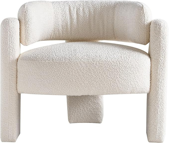 34.65" Wide Boucle Upholstery Accent Chair (Beige) | Amazon (US)