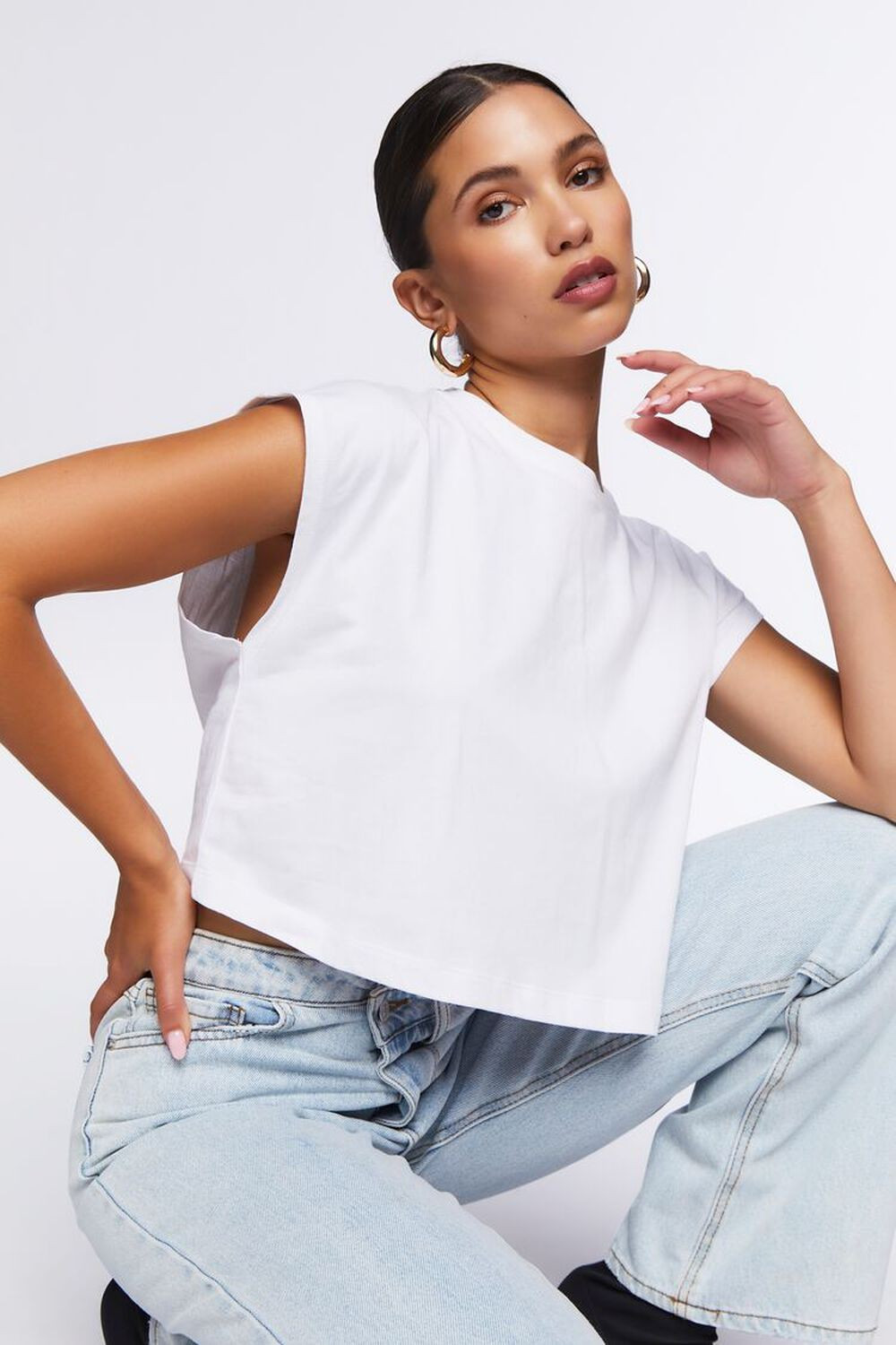 Crew Neck Cap-Sleeve Tee | Forever 21 (US)