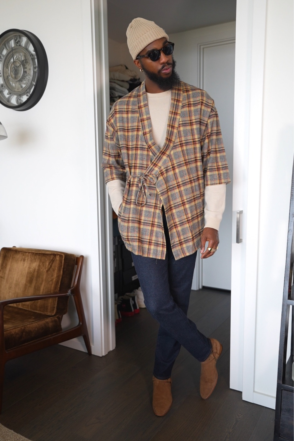 Drippy fall outfit with a brown kimono and brown harness boots. Links to all items down below ⬇️!


#LTKmens