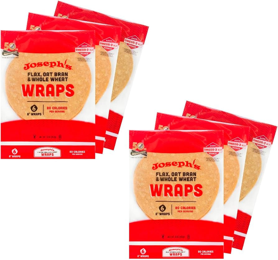 Joseph's Low Carb Wrap Value 6-Pack, Flax, Oat Bran and Whole Wheat, 8g Carbs Per Serving, Fresh ... | Amazon (US)