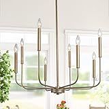 GEPOW Chamagne Gold Chandelier, Modern Dining Room Lighting Fixture, 8-Light Candle Style Hanging Ch | Amazon (US)