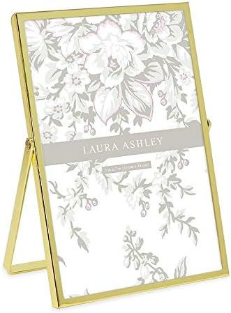 Laura Ashley 5x7 Gold Flat Metal Picture Frame (Vertical) with Pull-Out Easel Stand, Made for Tab... | Amazon (US)
