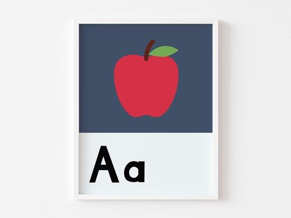 Letter A Print, Alphabet Printable, Apple Wall Art Decor Print, Apple Wall Art, Boy Room Apple Wa... | Etsy (US)